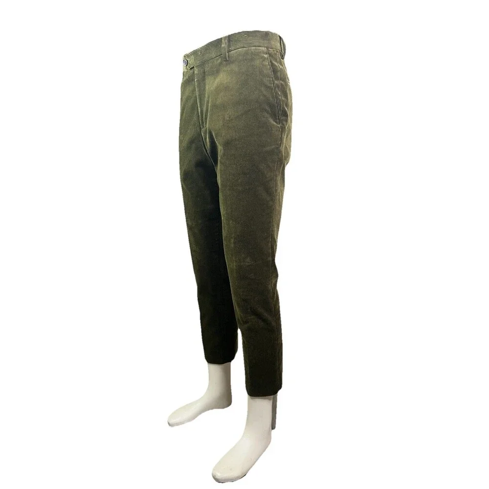 NWOT Spier & Mackay Slim Trousers 30 Olive Green Corduroy Flat Front Men 30x27 - Picture 3 of 9